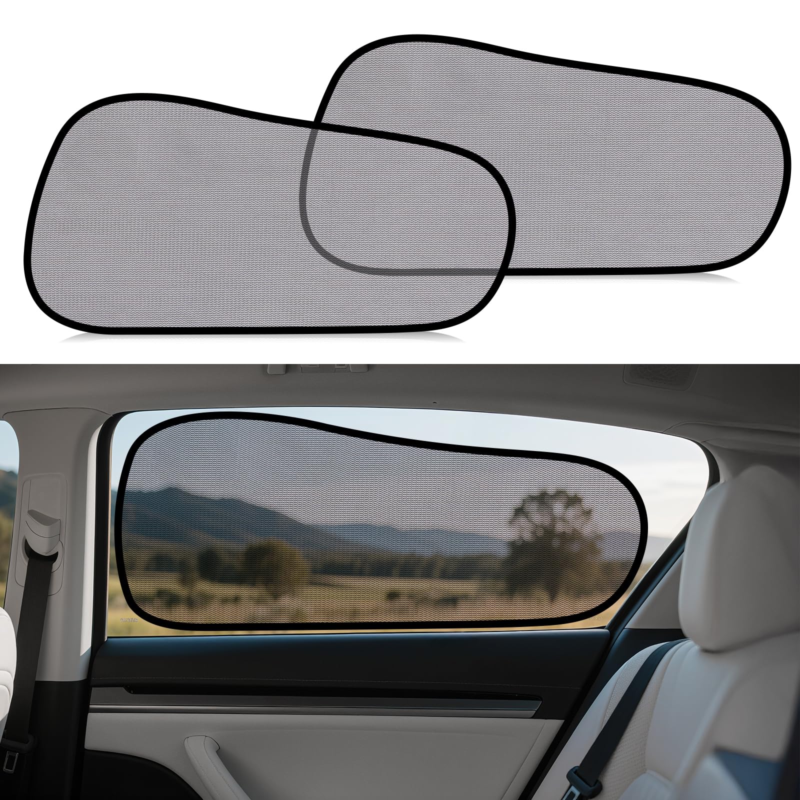 ZATOOTO Car Window Shades for Tesla Model Y - Sun Shade Transparent Rear Window, Car Window Shade for Baby Blocks 95% UV & Heat, No Adhesive, Easy