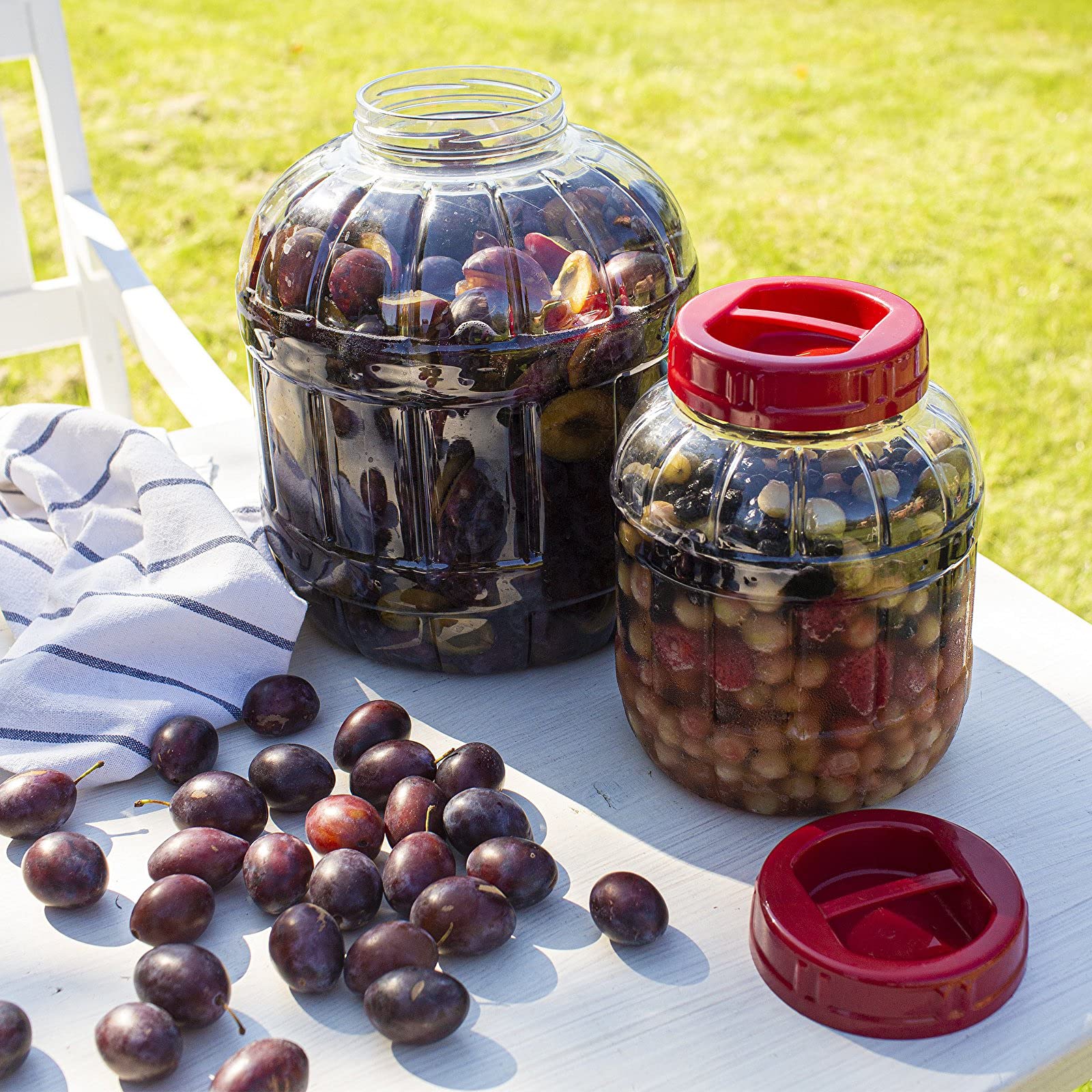 lilawelt24 3L +5L Gärbehälter aus Kunstoff Gärbehälter mit Gäraufsatz, für Wein, Bier, Maische Weck, Weinballon Gärballon Flasche
