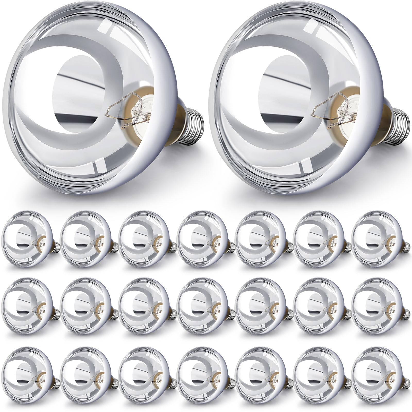 VIHOSE 24 Pack Heat Lamp Bulbs 250 Watt, R40 E26, Silver