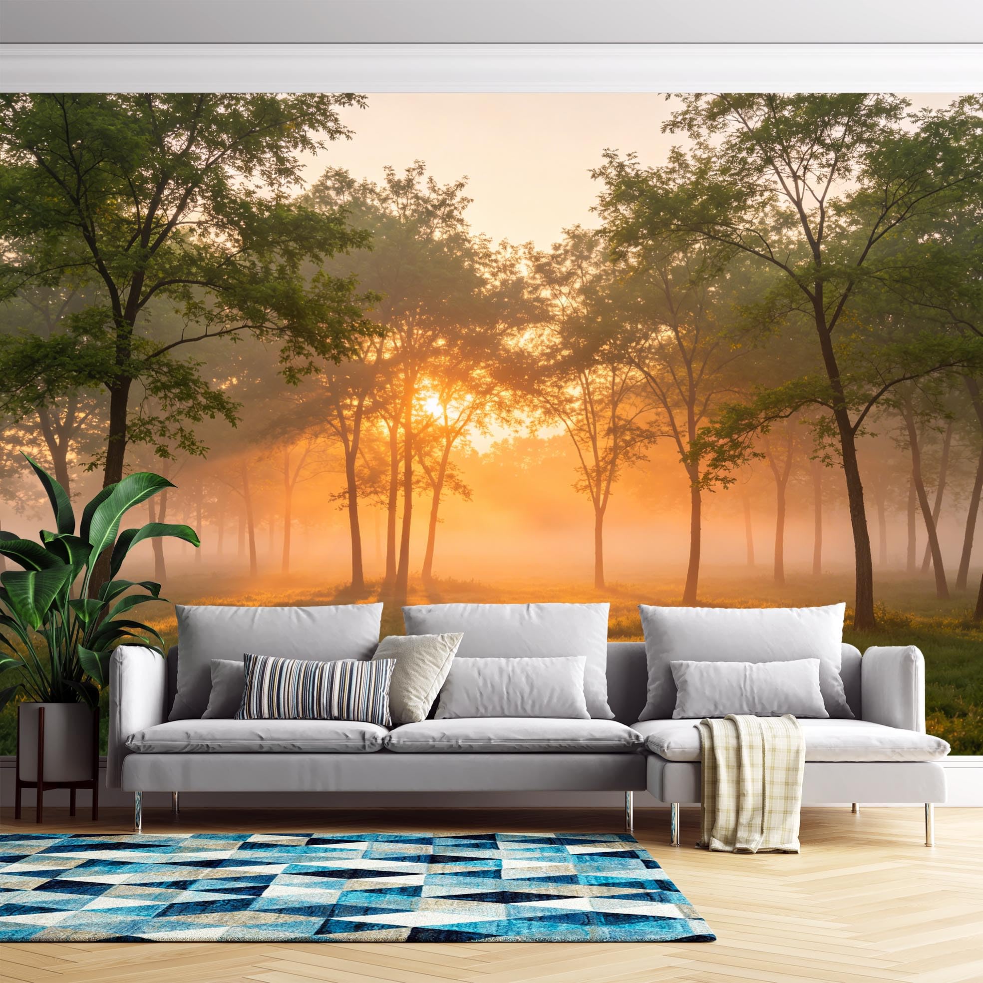 Carta Da Parati Fotografica Paesaggio Forestale Al Tramonto Murale Panoramico Per Soggiorno Carta Da Parati In Tessuto Non Tessuto Arte Moderna Poster Da Parete Decorazione Per La Casa Personalizzat