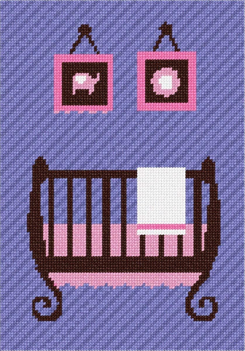 Pepita Needlepoint kit: Baby Girl Crib, 7" x 10"