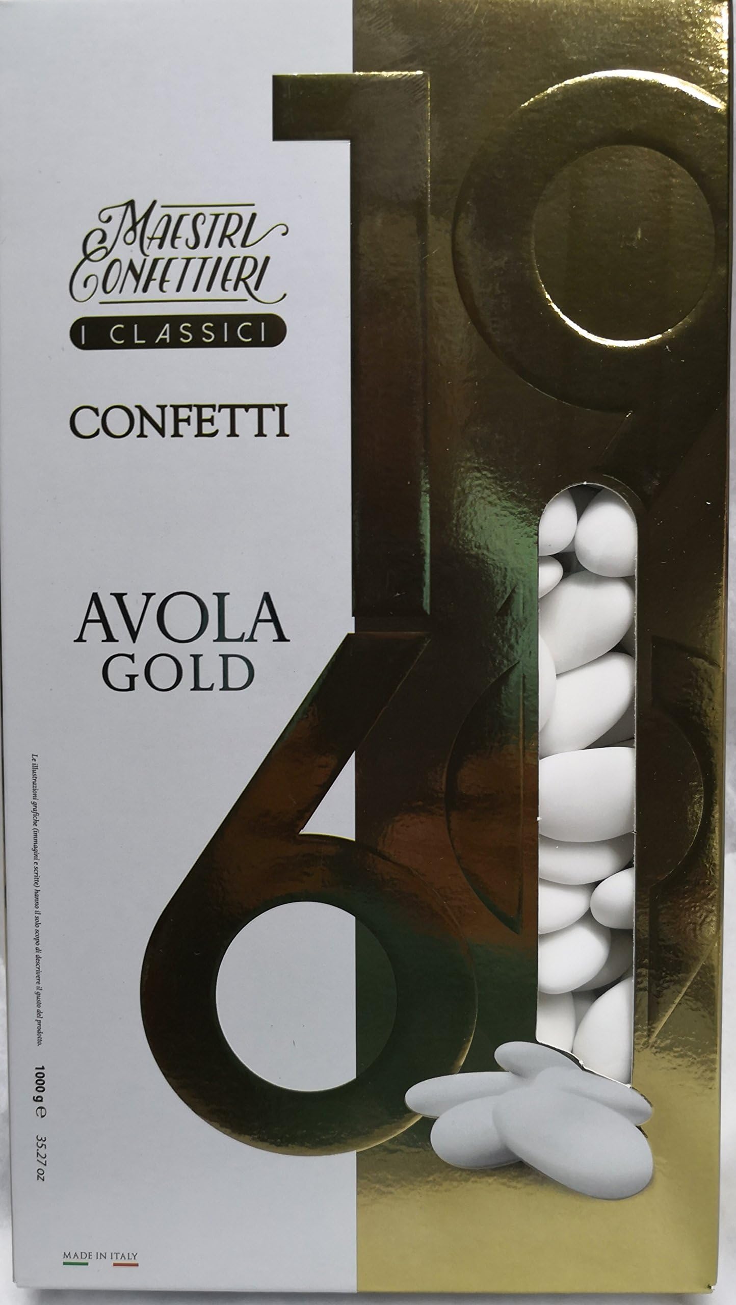 CONFETTI Maxtris THOUGHT OF LOVE LINE GOLD AVOLA ALMOND 40 1 KG NO GLUTEN BOMBONIERA MADE IN ITALY