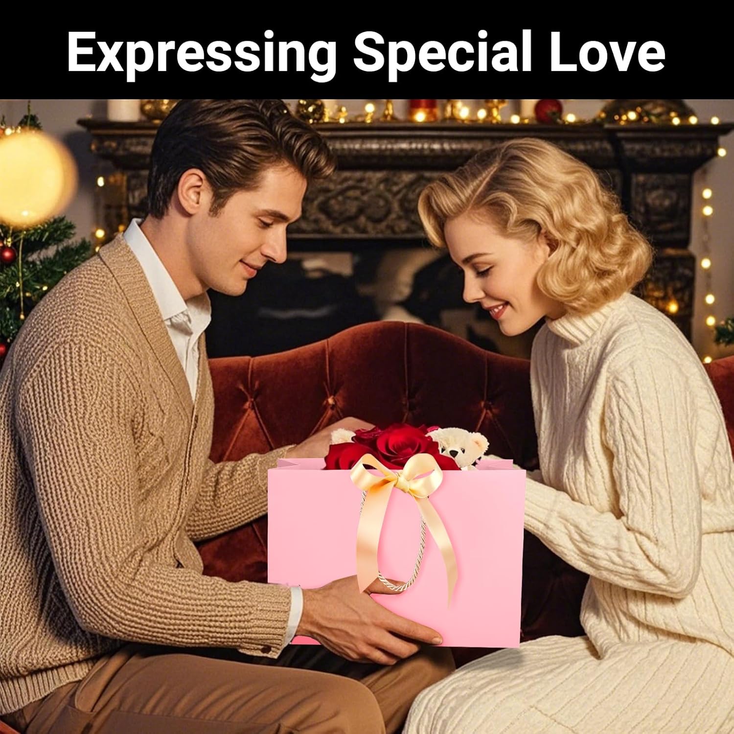 EUSOAR Pink Gift Bags, 25pcs 12.5"x4.5"x11" Gift Bags With Ribbon Handles, Thank You Paper Bag Gift Wrap Treat Bags Bulk for Wedding Guests Birthday Bridesmaid Anniversary Holiday Party Business - Image 5