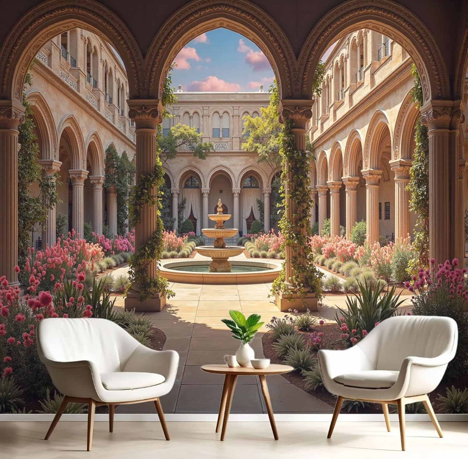 Kfjhgbdshhj 3D Mural Photo Mural-Wallpaper European Style Hallway Motif Garden Flowers Modern Living Room Bedroom Wall Decoration, 150Cm X 105Cm Poster - Wall Sticker - Frameless Picture
