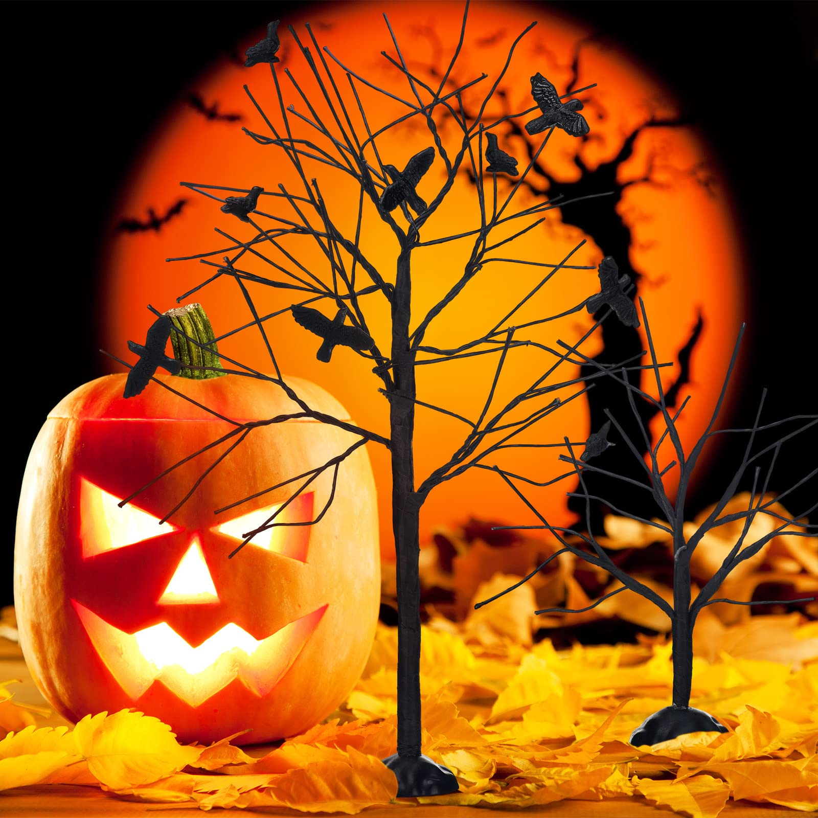 Amazon.com: Amyhill 2 Pcs Halloween Village Trees Halloween Village  Accessories Black Birds and Crows Twig Trees Set Artificial Spooky Creepy  Bare Branch for Home Garden Yard Party Indoor Outdoor Decoration : Home