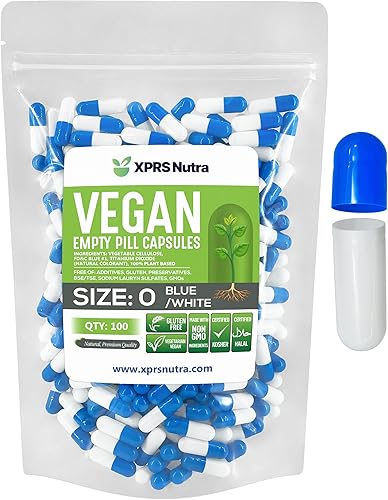 Miniatura 10 de XPRS Nutra Cápsulas vacías de tamaño 0  1000 cápsulas veganas vacías  Pastillas vegetarianas  Relleno de cápsulas vegetales de bricolaje  Pastillas