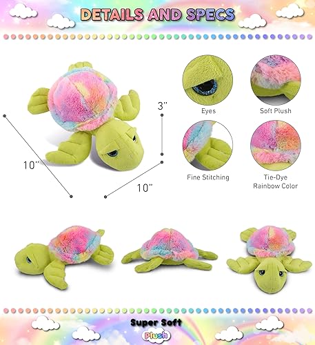 Miniatura 3 de DolliBu Animal de peluche de tortuga marina verde arcoíris  Juguete de peluche suave para abrazar adorable juguete de peluche del océano para el