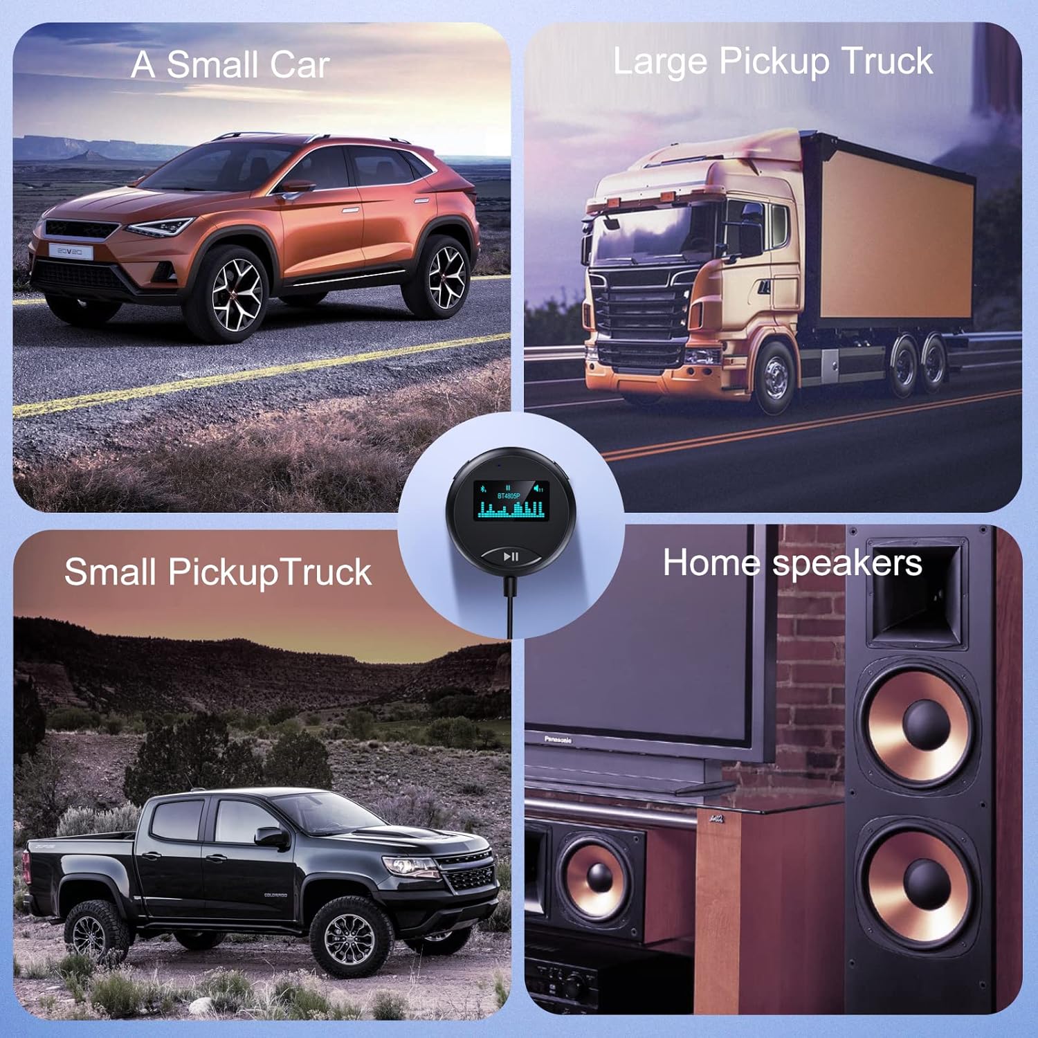 Bluetooth Car Kit, AUX Bluetooth Adapter for Car with LCD Screen and Ground Loop Noise Isolator for Handsfree Talking and Music Streaming, Bluetooth Receiver for Car and Truck with Auto Reconnect : Electronics