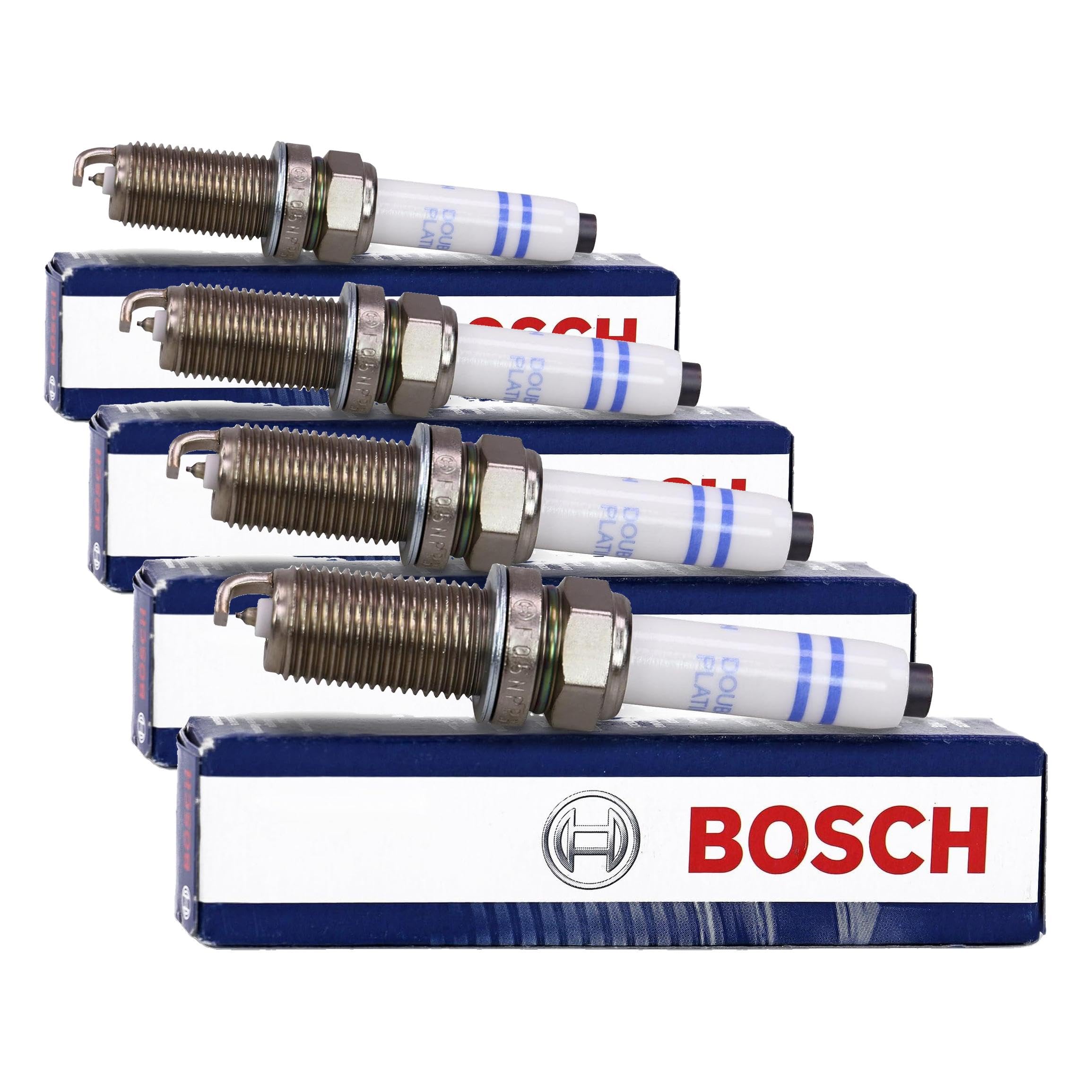 Bosch 0241245673 Candela Di Accensione Bosch Double Platinum - Per un'Accensione del Motore Affidabile e Lunga Vita Utile - Design Resistente (Confezione da 4)