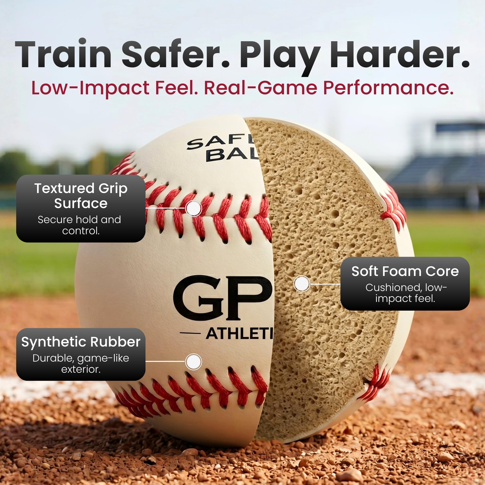 Grady's Pitching School GPS Athletics - Juego de 6 pelotas de entrenamiento suaves de bajo impacto para niños, para entrenadores, para principiantes, 6 unidades por paquete