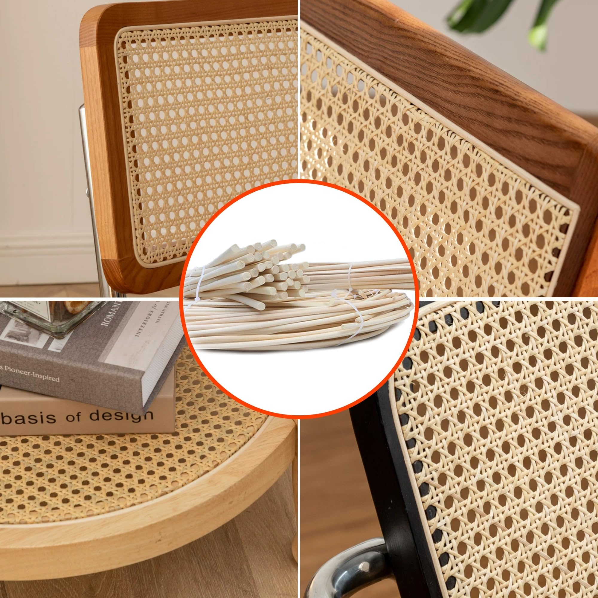 80cm de Largeur, Blanc Naturel Rouleau de Cannage Rotin pour Meuble, Naturel Sangle Canne Pré-tissée Ouverte, Naturel Rouleau de Toile Tissu en Rotin pour Chaise Armoire Bricolage Projets de Cannage(4