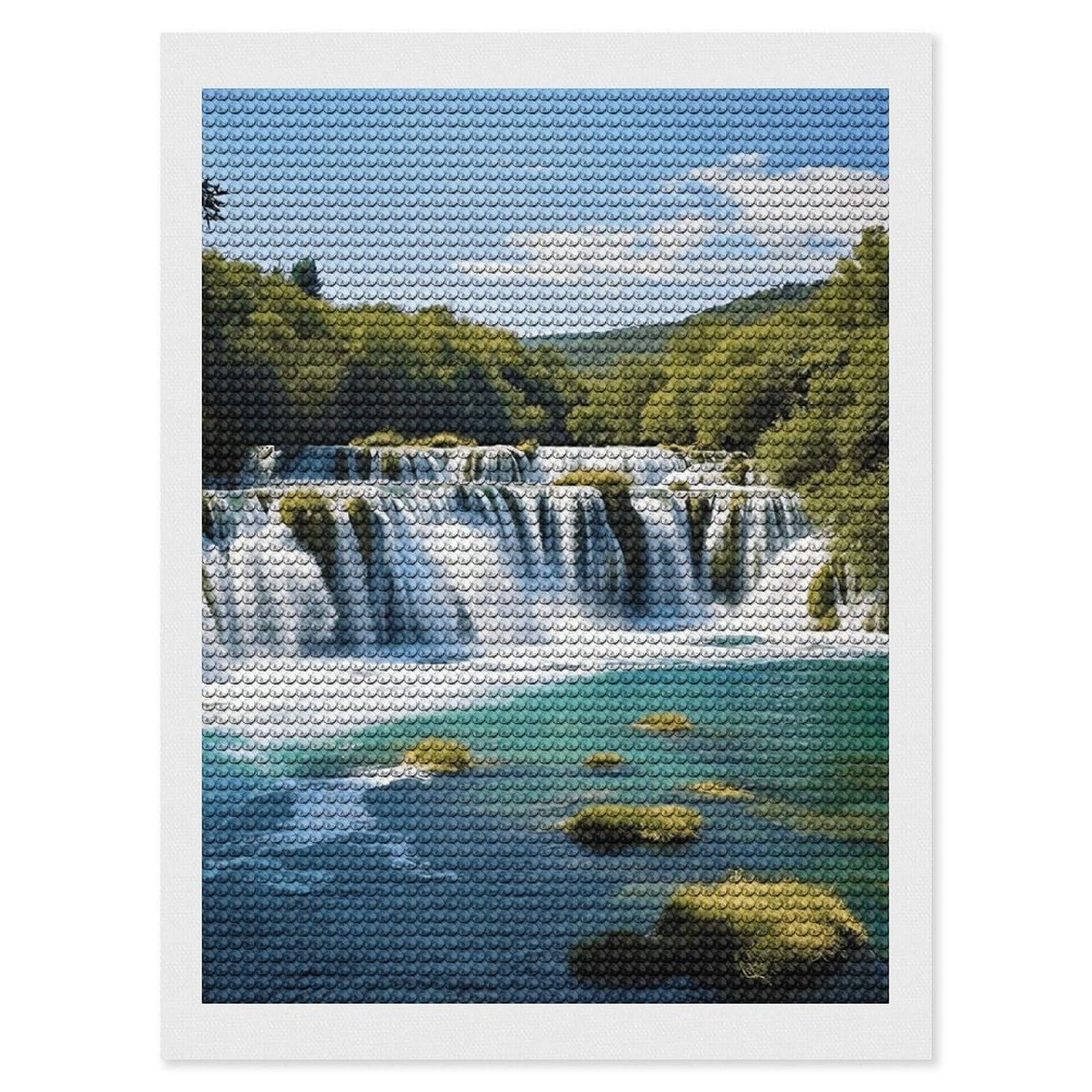 Diamond Painting Kits for Adults - DIY Diamond Art Kits for Beginners - Full 5D Paint Drill Diamond Dots Paintings- Waterfalls on Krka River Diamonds Pictures Gem Art And Craft Wall Decor 12"x16"