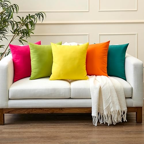 Miniatura 7 de Encasa Homes - Juego de 2 fundas de almohada, 18 x 18 pulgadas, lona de algodón teñidas, cuadradas, decorativas, para sofá, silla, cama y hogar,