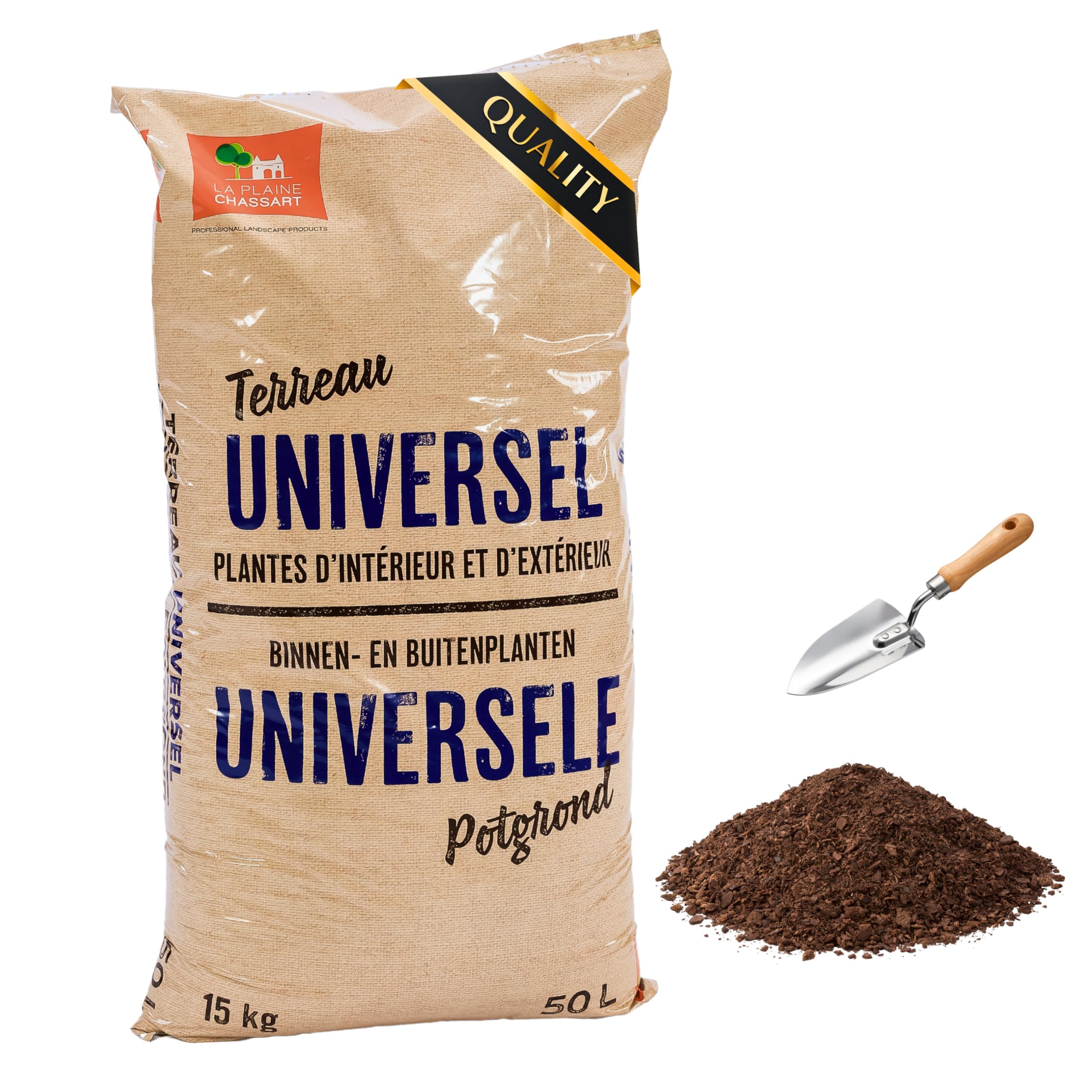 La Plain Chassart Universal-Pflanzerde - Für alle Pflanzen-Sorten im Garten & Indoor - Nährstoffreiche Formel mit Torf - Erde für Zimmerpflanzen, Balkonpflanzen & Outdoor-Pflanzen - 50 Liter