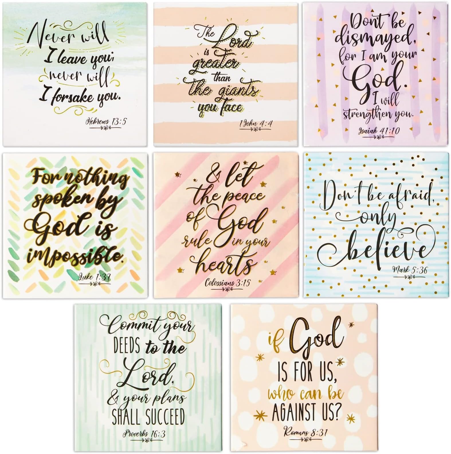 8 Pack Inspirational Bible Verse Magnets for Fridge, Christian Office Decor, Religious Scripture Gifts (2.5 Inch)