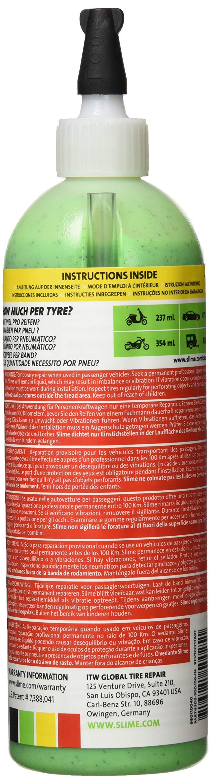 Slime Crk0305 Kit De Reparación De Pinchazos Inteligente, Incluye Sellador Y Bomba De Aire + Sds-500/06-In Sellante De Reparación De Pinchazos, Reparación De Emergencia, Apto para Coches