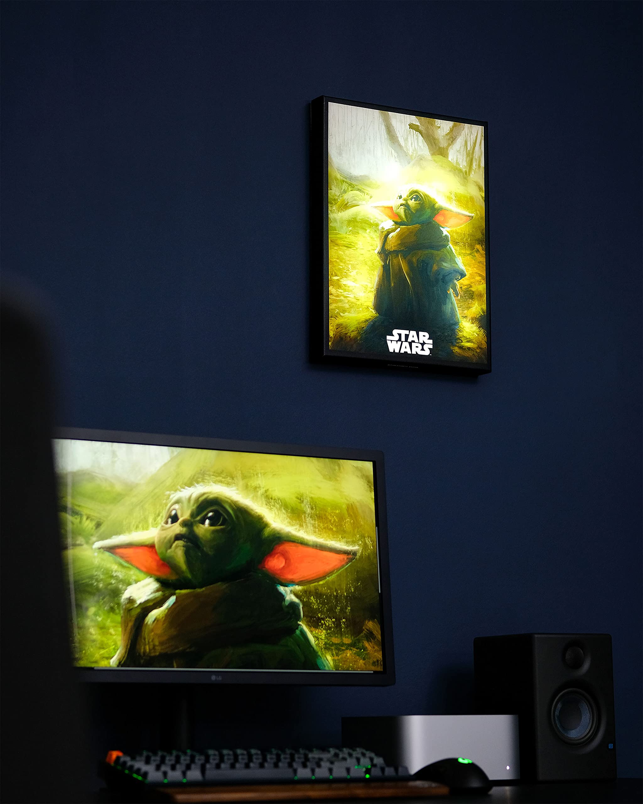 Elbenwald Star Wars Wandbild Grogu The Mandalorian 30 x 40 x 3,8 cm Mehrfarbig