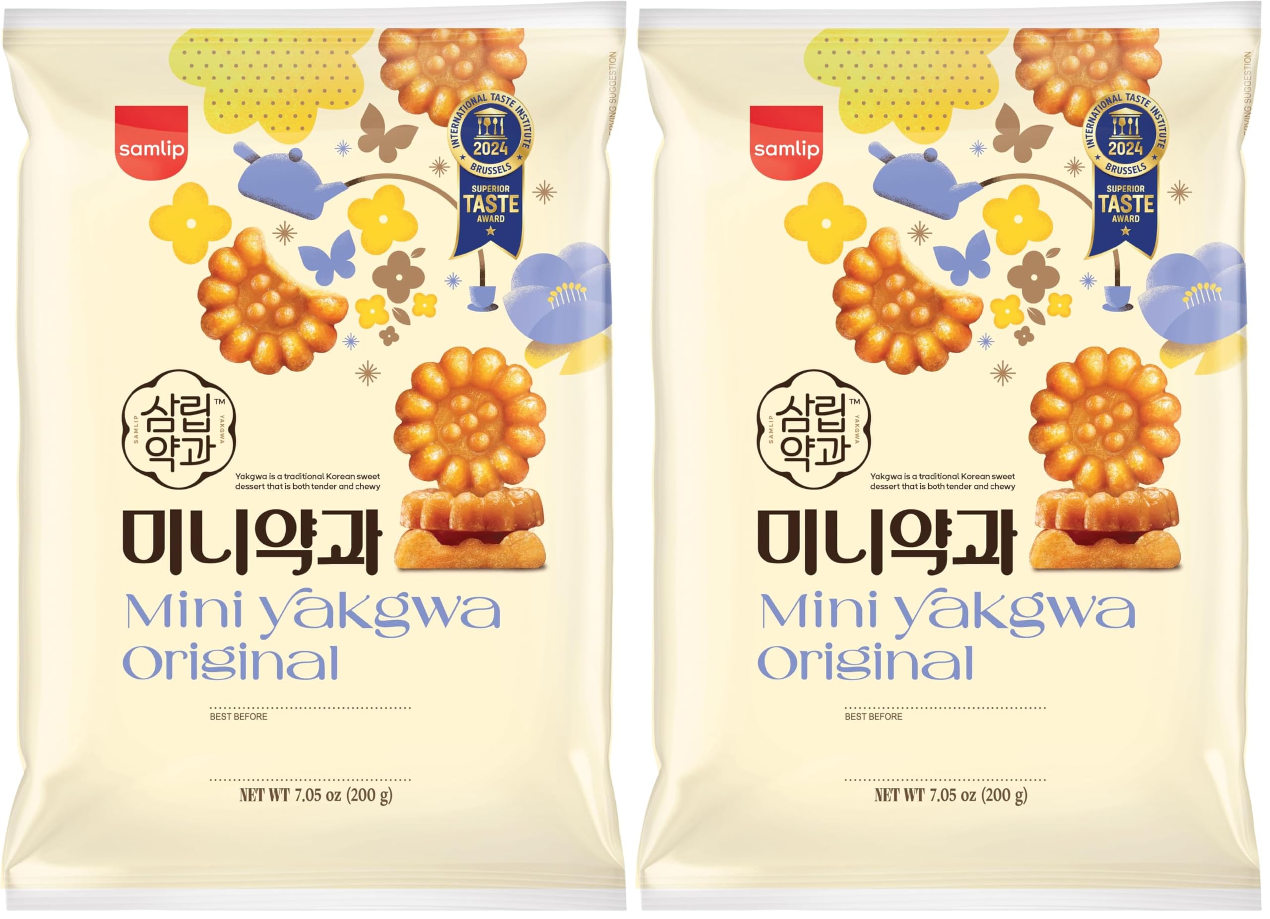 SAMLIP Mini Yakgwa Kekse, Original, min. 26 Stück à 6,7 g - 1 x 200 g (Packung mit 2)