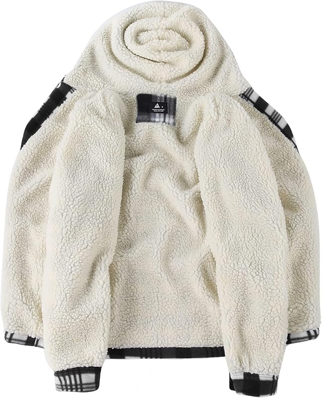 SCODI Men's Flannel Shirt Jacket Fleece Sherpa Lined Plaid Zip Up Hoodies image 3