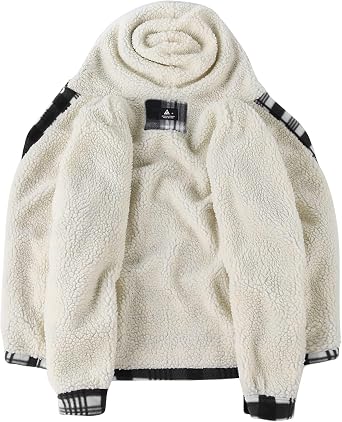SCODI Men's Flannel Shirt Jacket Fleece Sherpa Lined Plaid Zip Up Hoodies