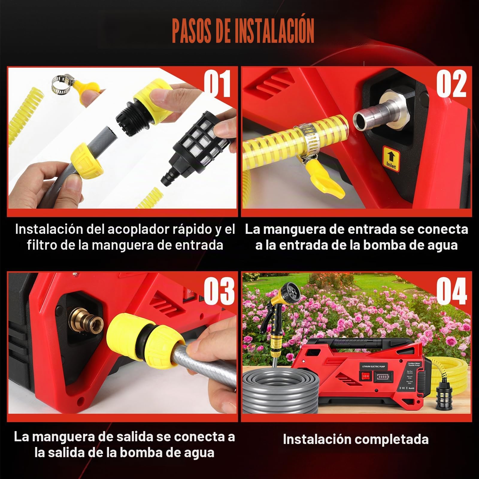 Bomba de agua compatible con batería Milwaukee de 18 V, bomba eléctrica inalámbrica portátil autocebante para casa, piscina, caravana, jardín, jacuzzi, acuario (sin batería)