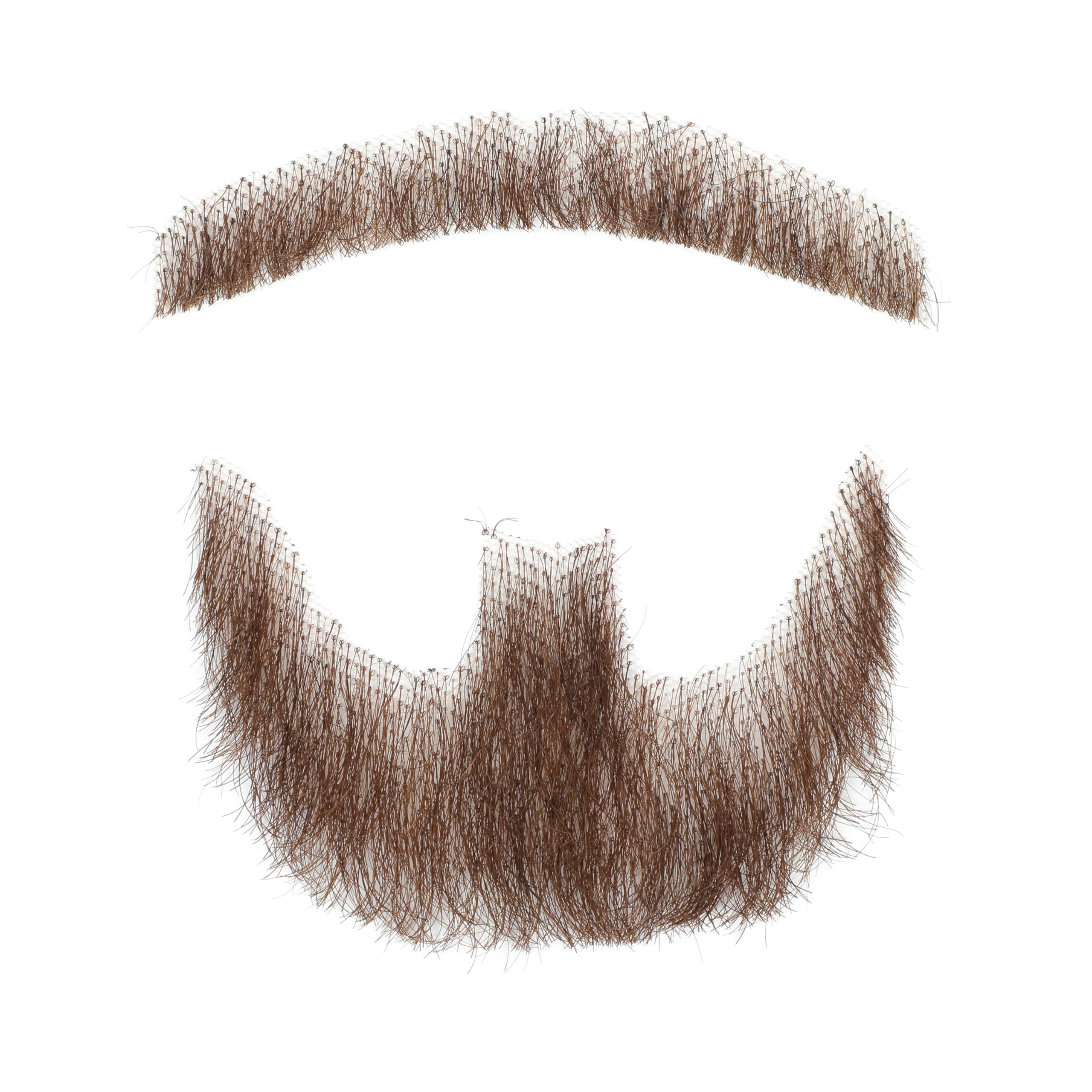 Fake Mustache, Natural Looking Human Hair Fake Beard, Premium Invisible Lace Realistic Costume Beard for Halloween, Parties, Cosplay or Film Makeup (Brown Fake Mustache)