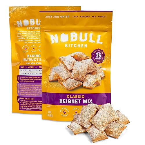 Nobull Kitchen Mezcla clásica de beignet (paquete de 1) Mezcla de donas francesas bajas en carbohidratos, alta fibra con 0.18 oz de proteína