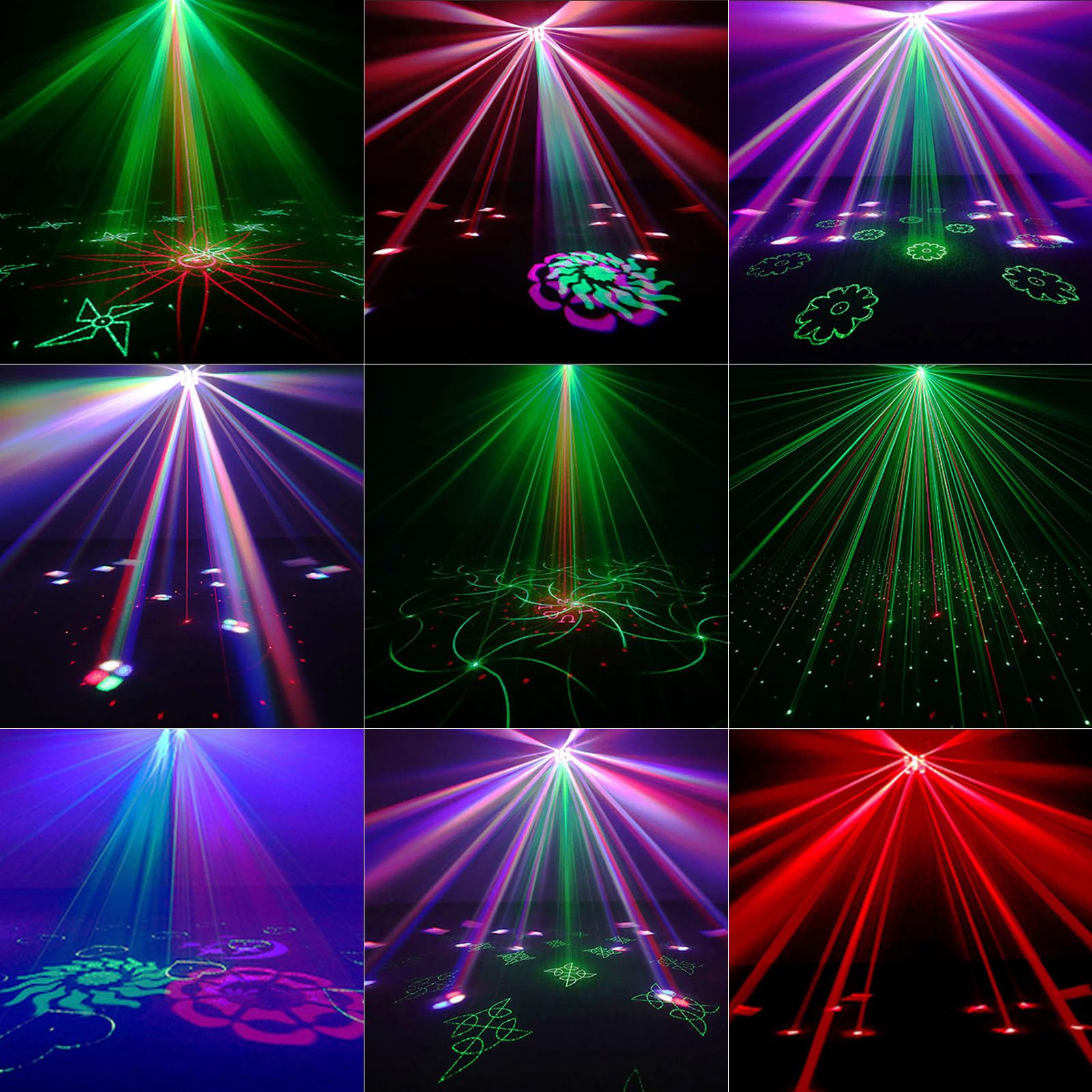 Partylichter, Discolicht, DJ-Lichter, 4-in-1 LED-Schmetterlingsstrahleffekt und Rot-Grün-Strahl-Goboseffekt, 15-Kanal-DMX mit aktiviertem Ton für die Weihnachts-Halloween-Party