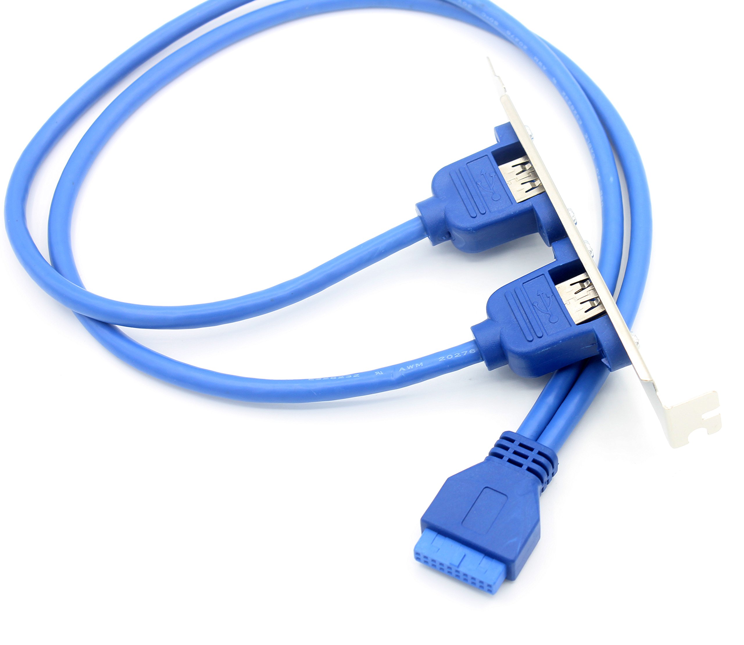 LoongGate USB 3.0 Dual Port PCI Bracket Cable with Built In 20 Pin