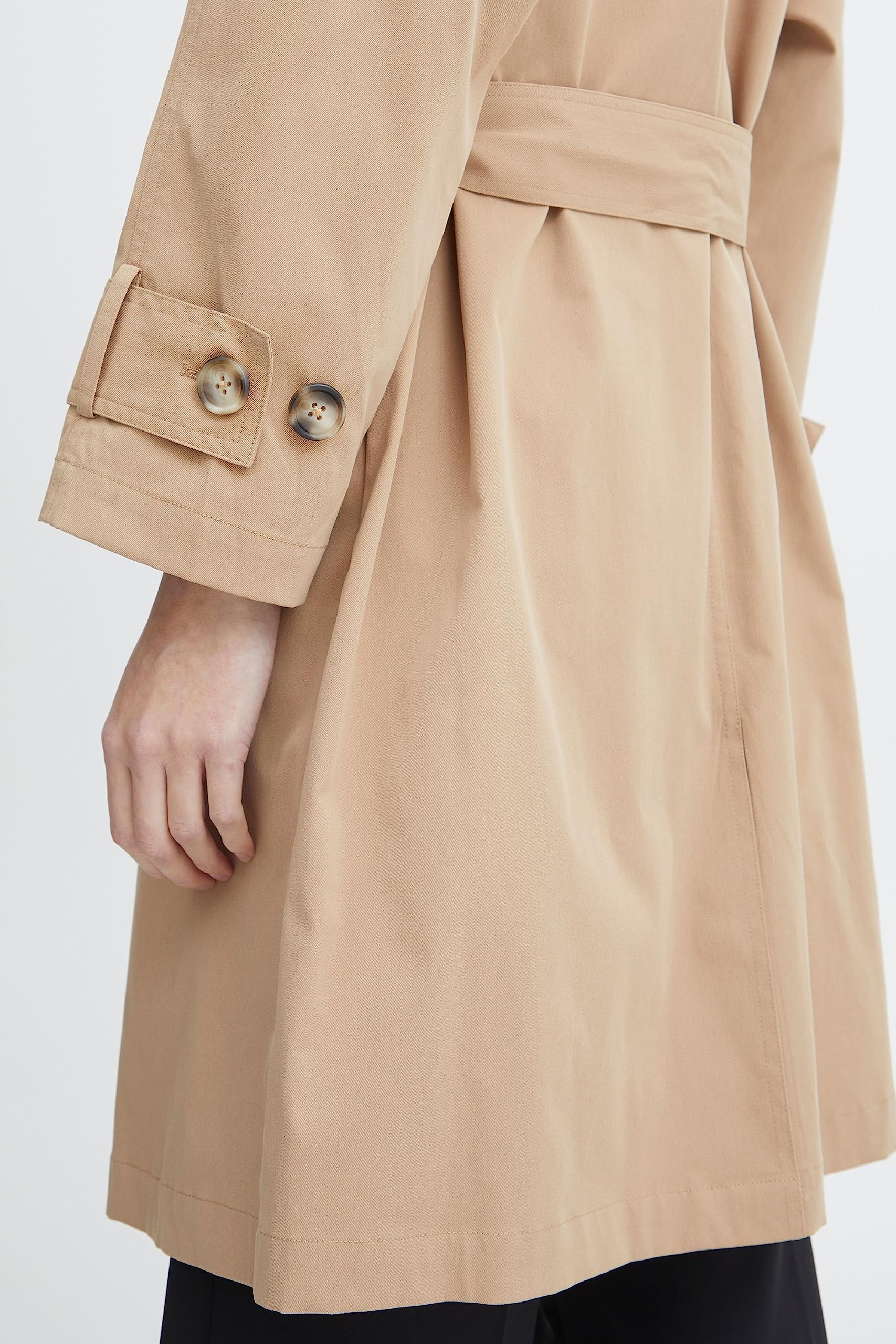 ICHI IHELOVA JA Damen Trenchcoat Jacke Übergangsmantel Trenchcoat Kurzmantel