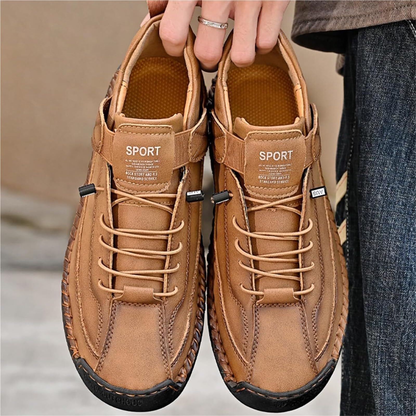 Emiline Scarpe da Ginnastica Ortopediche Unisex - Comode Scarpe in Pelle Fatte a Mano, Morbide Calzature per Esterno con Suola Antiscivolo