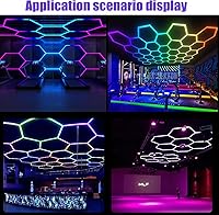 Vista 7 de Paquete de 25 luces LED hexagonales RGB para garaje, luz hexagonal RGB con multicolor, luces de pared hexagonales RGB regulables y ajustables