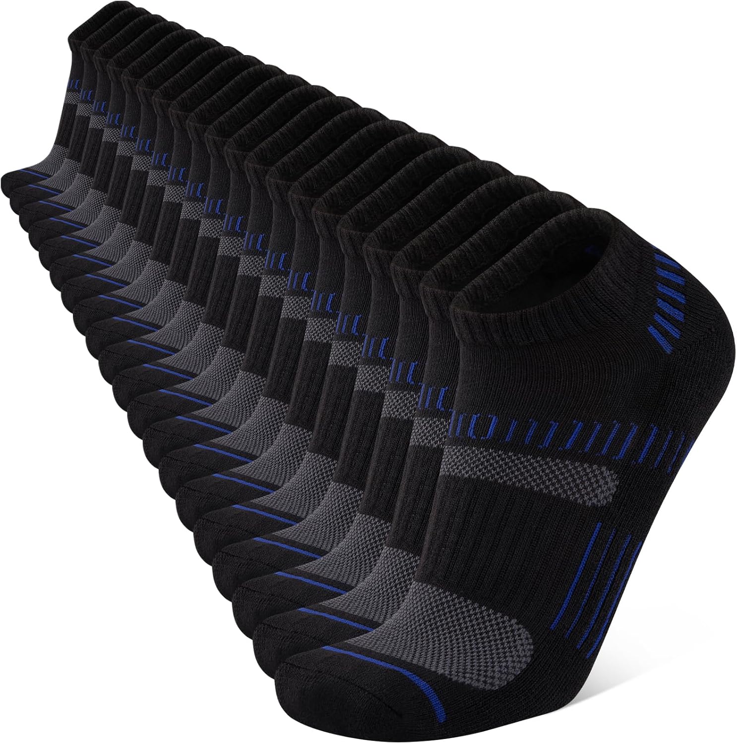 COOPLUS Mens 10 Pairs Ankle Athletic Low Cut Socks Cushioned Breathable Running Performance Sport No Show Socks