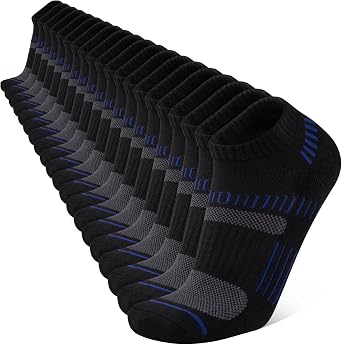 COOPLUS Mens 10 Pairs Ankle Athletic Low Cut Socks Cushioned Breathable Running Performance Sport No Show Socks