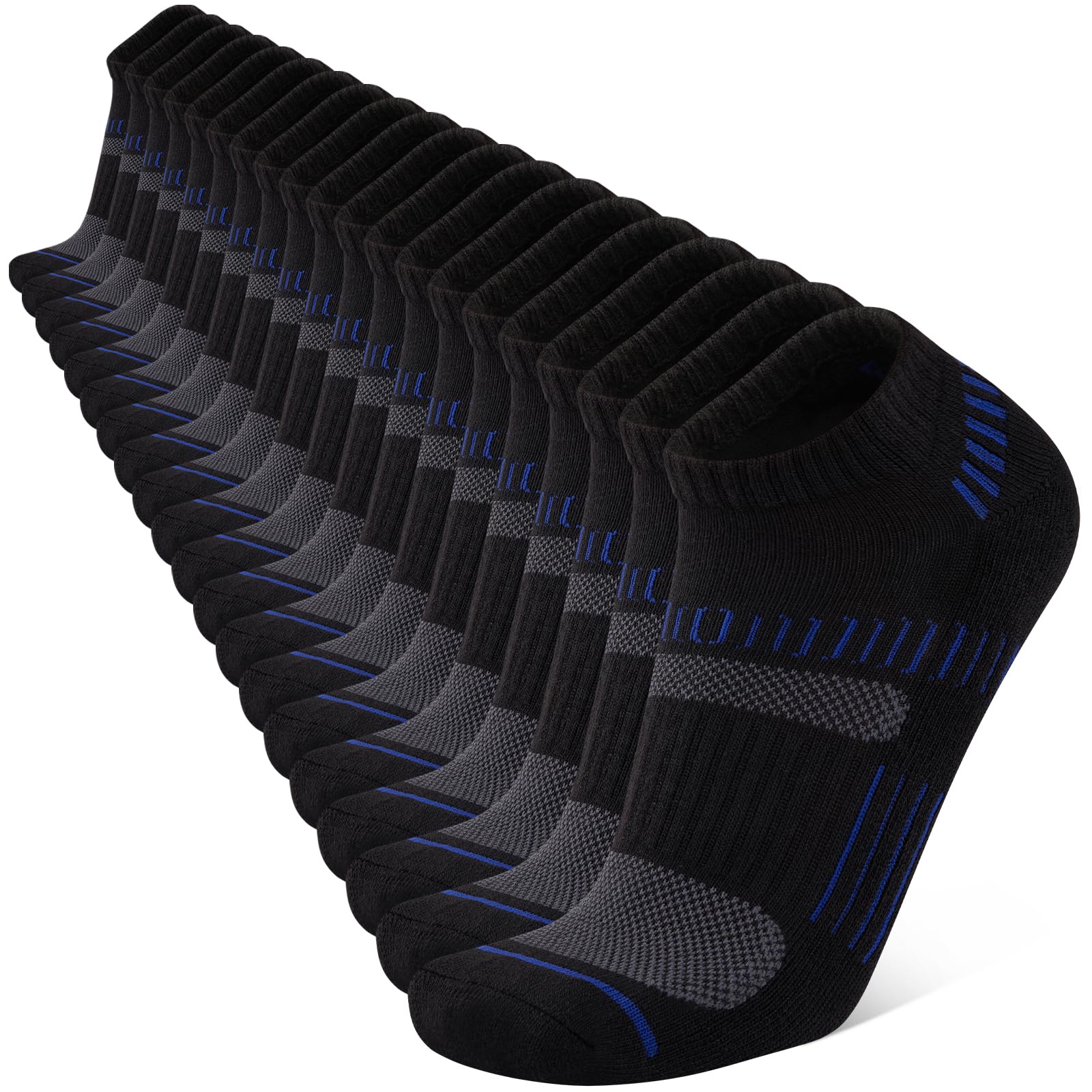 COOPLUS Mens 10 Pairs Ankle Athletic Low Cut Socks Cushioned Breathable Running Performance Sport No Show Socks