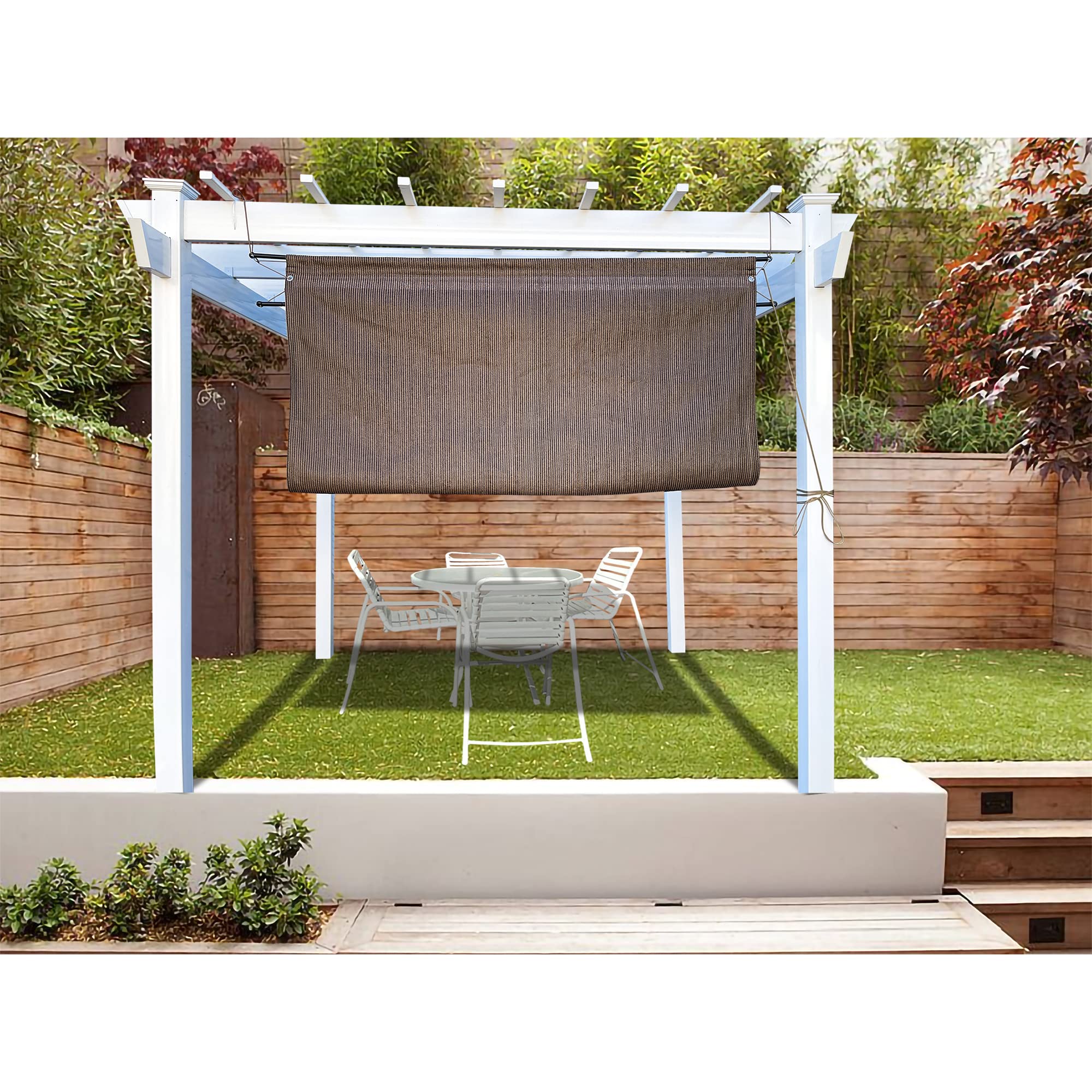 Custom Sized Outdoor No Drill Roll Up Pergola ShadeBreathable Privacy