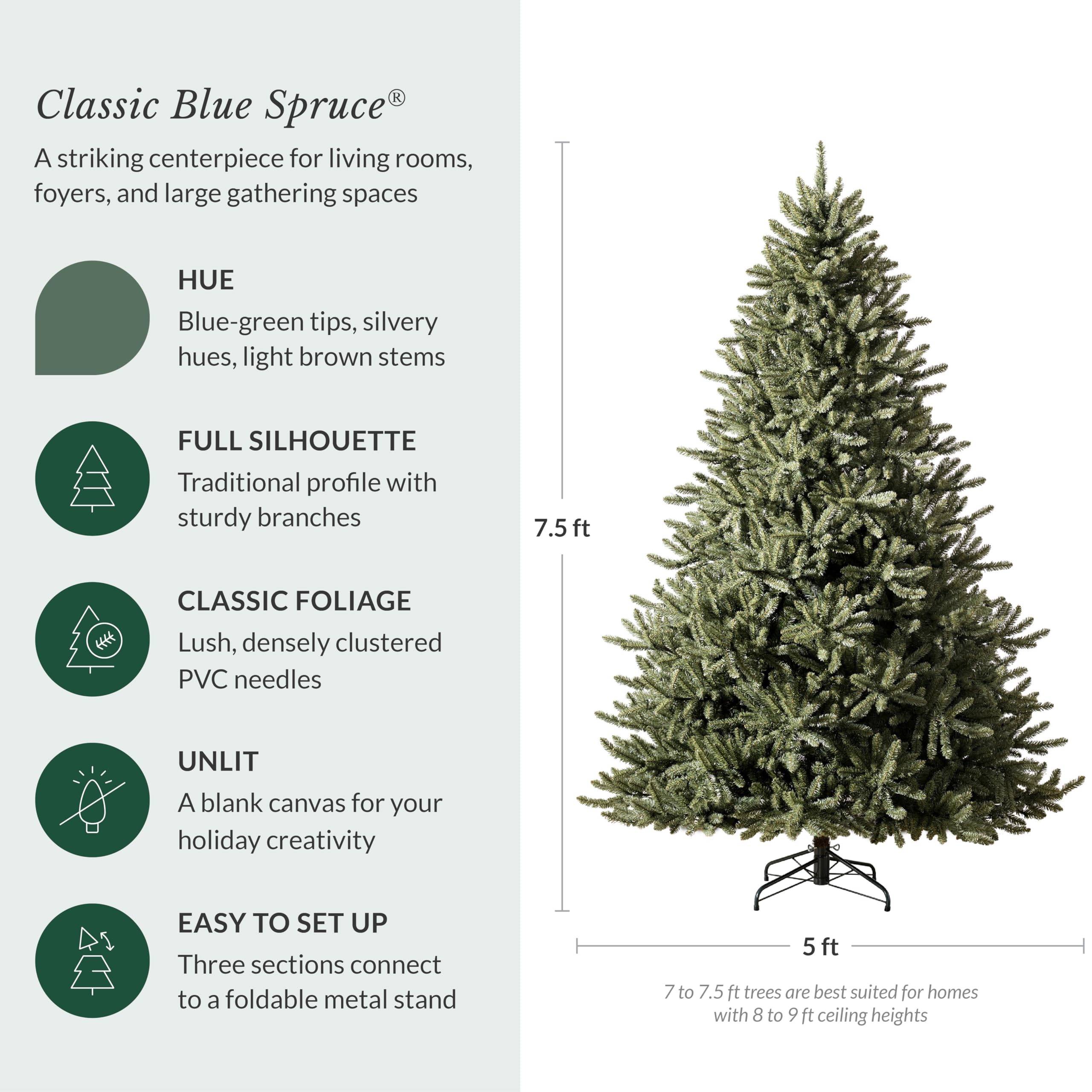 7.5フィート クラシック人工クリスマスツリー Amazon.com: Balsam Hill 7.5 ft Unlit Classic Blue Spruce