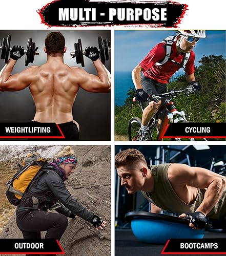 Miniatura 6 de Bear Grips Guantes de levantamiento de pesas para hombres y mujeres  Guantes de levantamiento de medio dedo  Guantes de entrenamiento de dedo