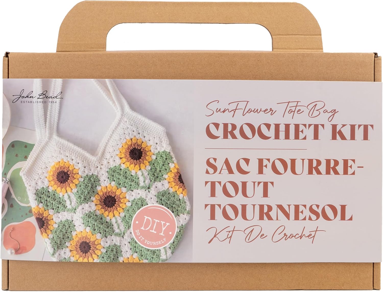 John Bead 12pcs Crochet DIY Kit Multicolor Sunflower Tote Bag for DIY Arts and Crafts Making