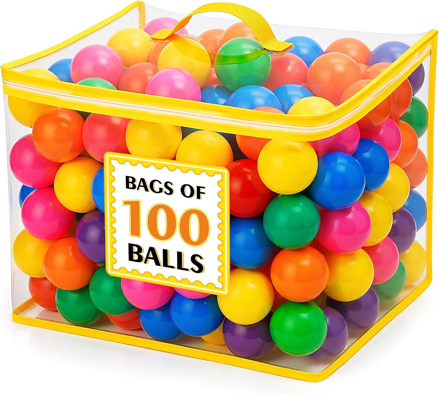 Ball Pit Balls for Toddlers: 50 100 200 Colorful Non-Toxic Balls with BPA-Free, Phthalate-Free, Crush-Resistant Polyethylene Plastic, 2.2 Inches, Perfect Toy for Boys and Girls Play Rainbow 100 Balls