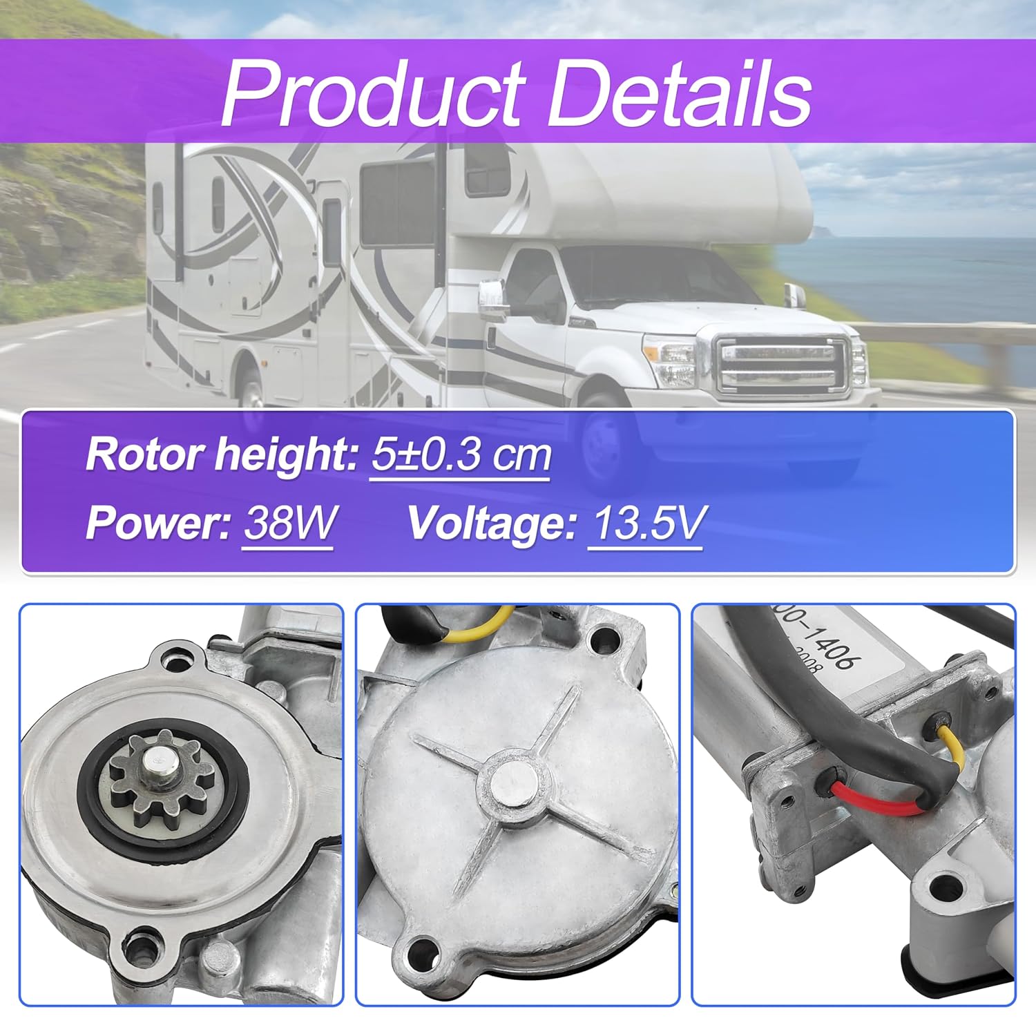 300-1406 RV Entry Step Motor for RV, Coach, Motorhome and Transport Vehicles, Compatible with Kwikee Lippert, Replacement for Part Number 301695 369506 1820124 SP-163669 SP-1636669