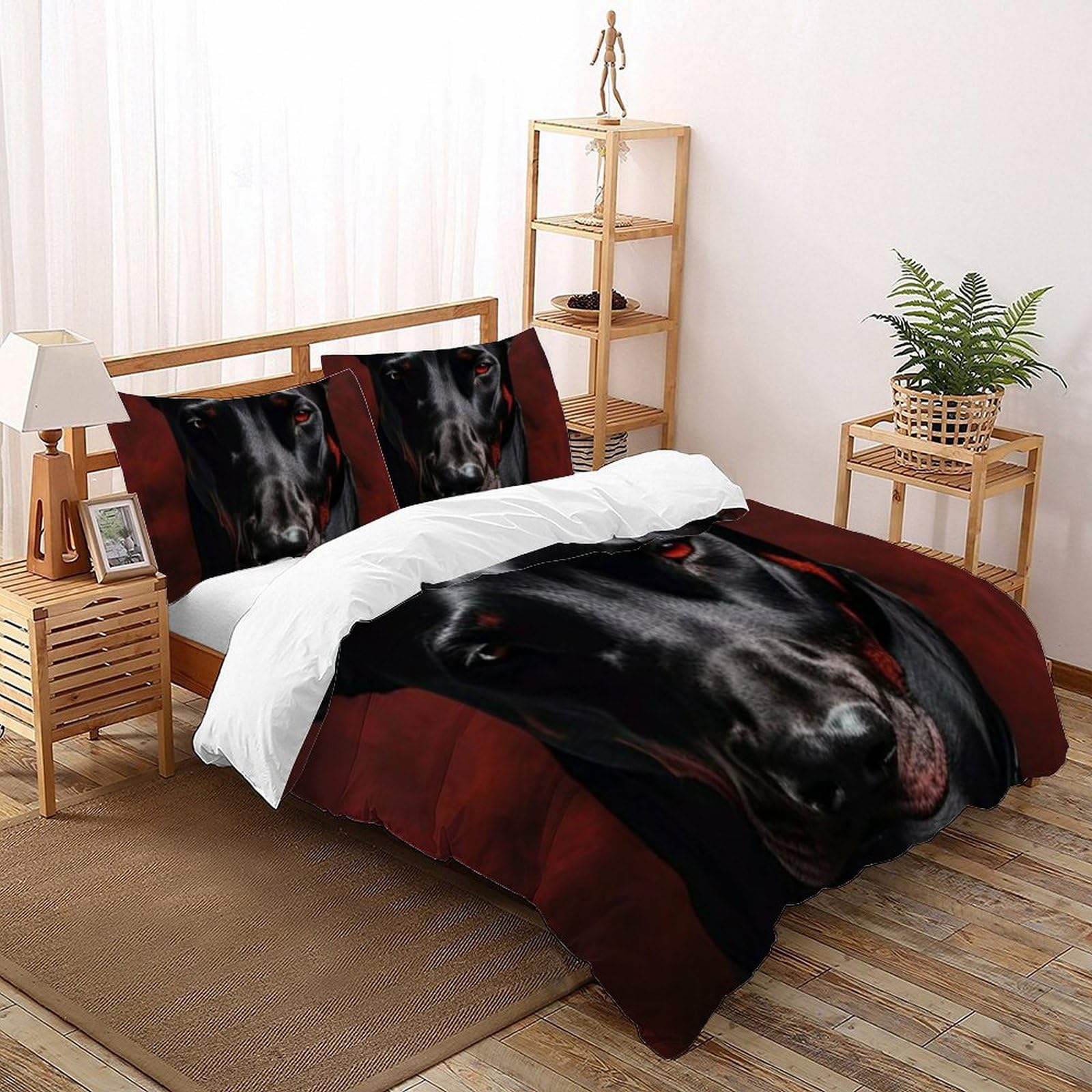 Housse de couette caniche rouge imprimé 3D cadeau idéal filles et ados