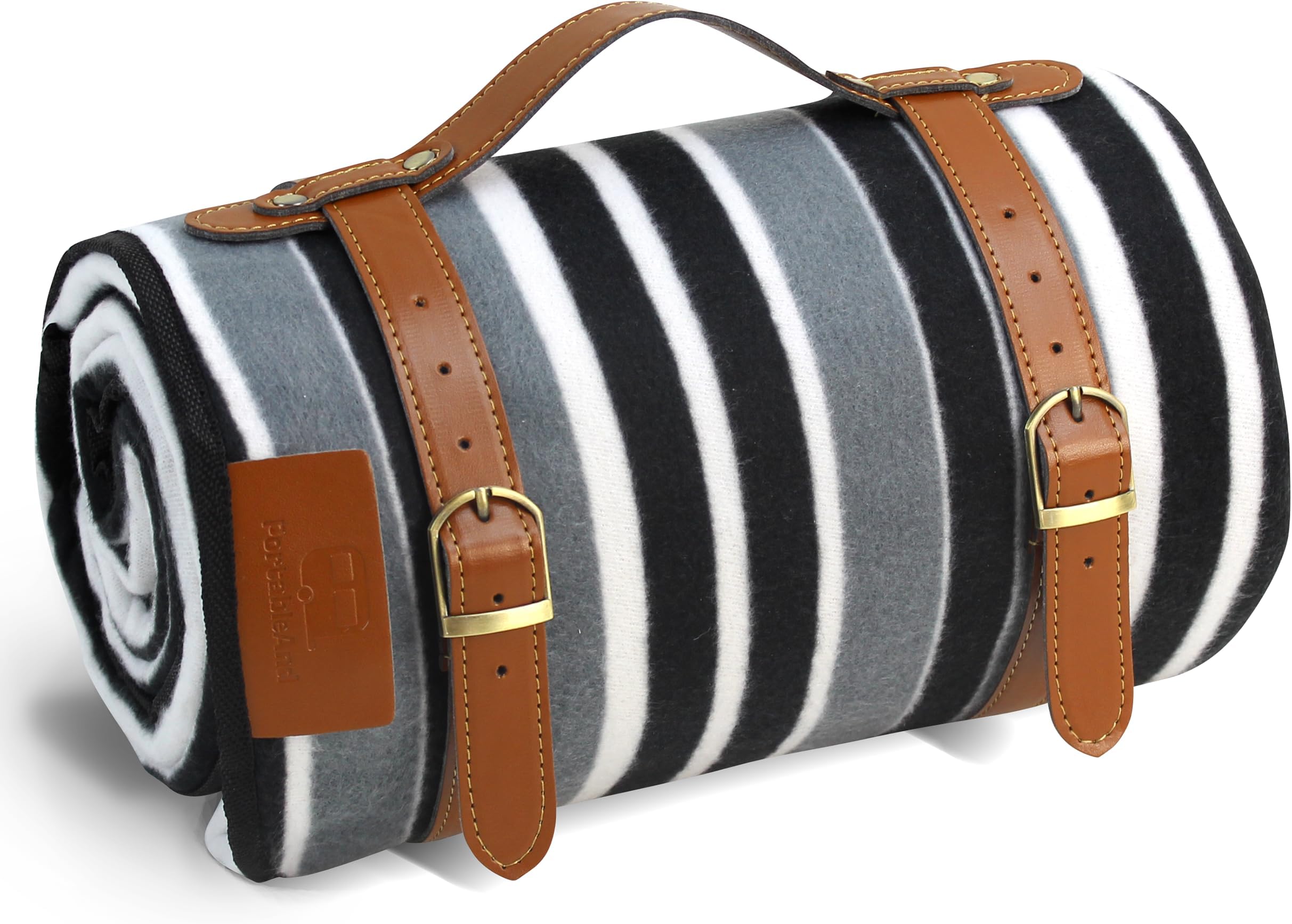 Extra Large Picnic & Outdoor Blanket 3 Layers for Water-Resistant Handy Mat Tote Spring Summer Black and White Striped Great for The Beach,Camping on Grass Waterproof Sandproof