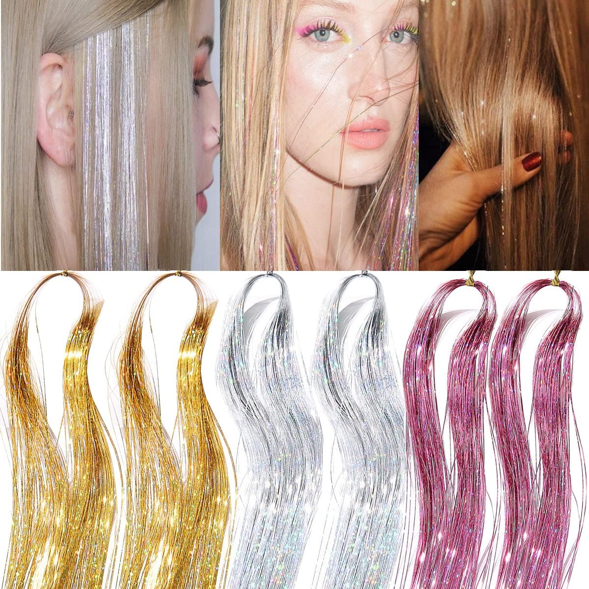 Hair Tinsel Kit with Tools Sparkling Shiny Fairy Hair Tinsel Hair