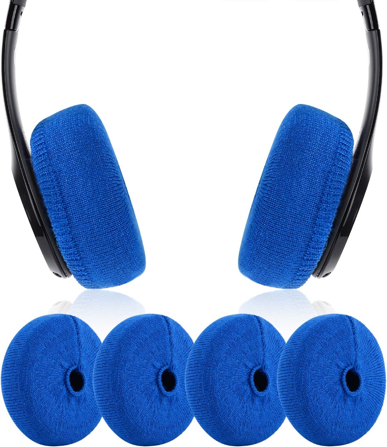 JarmorEarpads Sweater Cover Protectors with Knit Fabric for Beats Solo 3/2, Solo HD/Mixr/EP Headphones and Other Headsets with 1.57-3.14 Inches Ear Cushions [ 2 Pairs ](Blue)