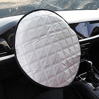 Car Steering Wheel Sun Shade Cover, Universal Steering Wheel Sun Block Anti-Heat UV Rays Block Aluminum Foil Sunshade Cove...