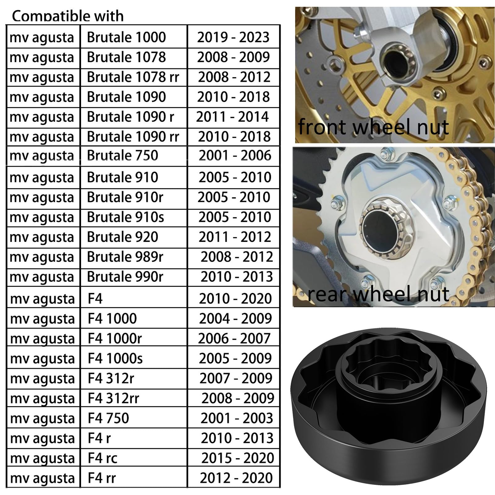 Klucz nasadowy do osi koła stalowego do MV Agusta F4 (56 mm + 26 mm 12 PT)