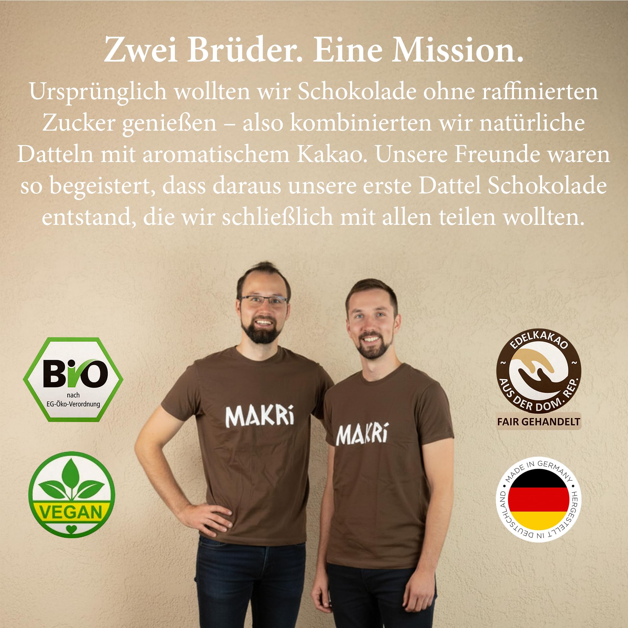 Makri Dattelschokolade Schokodrops 59% Kakao Vegan Bio Fair gehandelt ohne raffinierten Zucker 1 kg