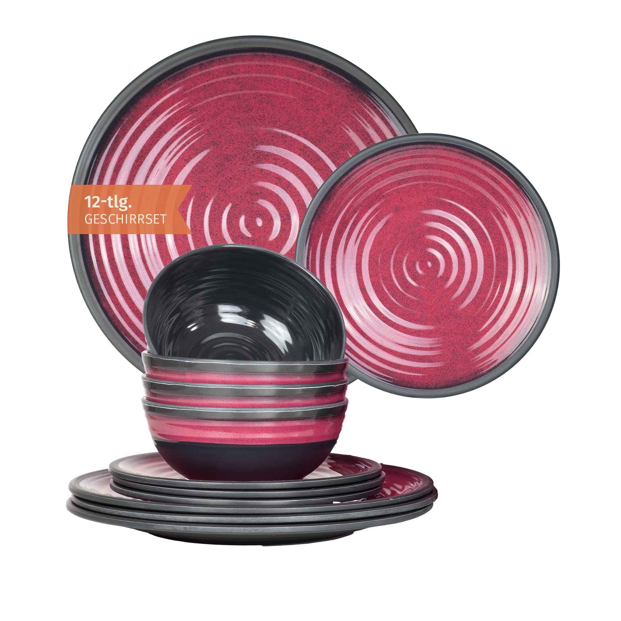 Moritz Melamine campingserviesset voor 4 personen, Crema Design, 16-delig tafelservies, picknick, BBQ, kookgerei
