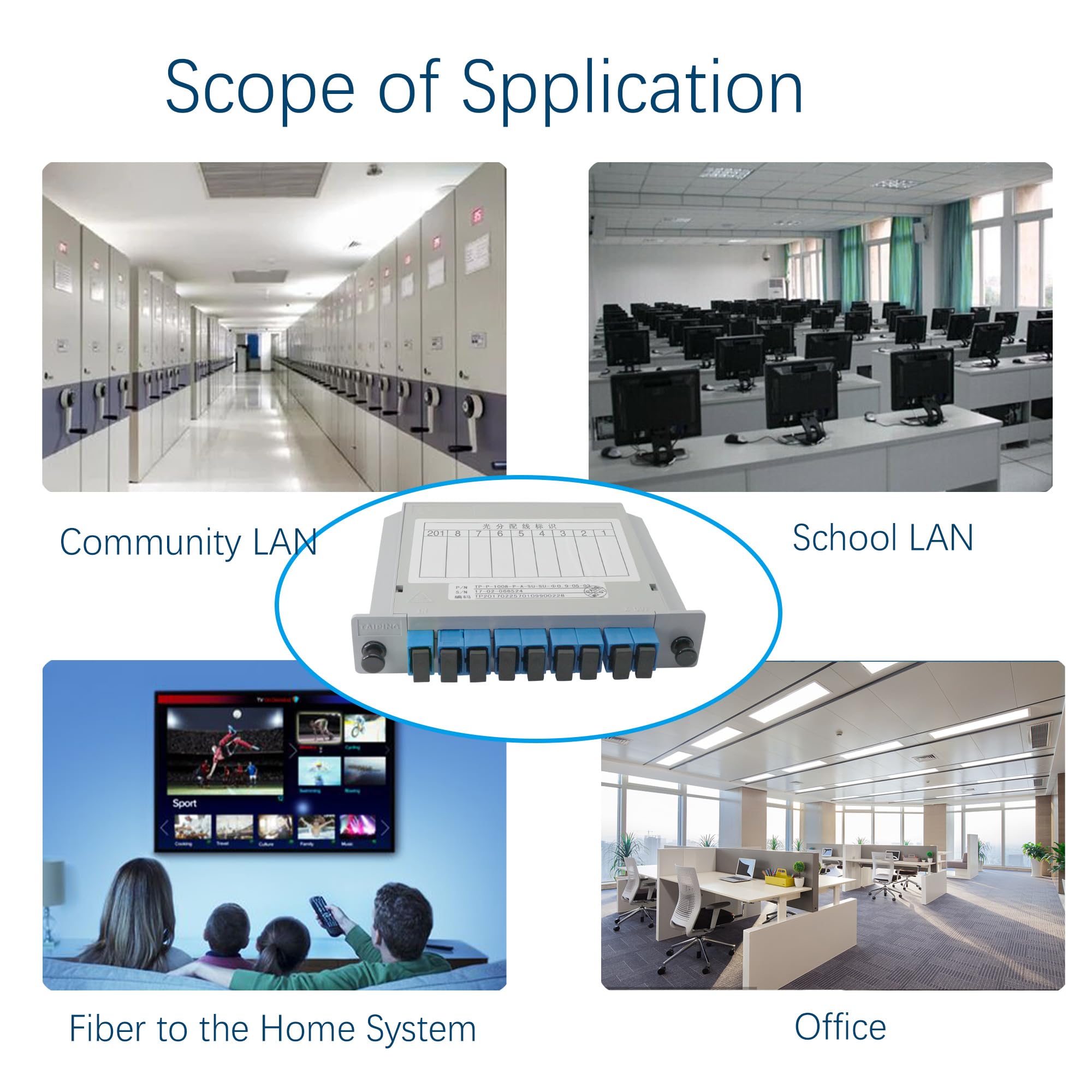 Splitter per fibra ottica 1 x 8 splitter per PLC plug-in per scatola di derivazione in fibra ottica KANGPING, utilizzato per rete dati CATV, apparecchiature di prova in fibra ottica, FTTH e FTTB